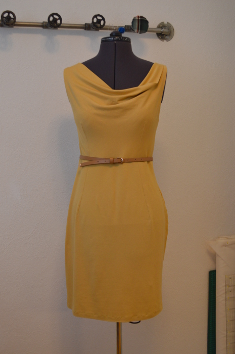 Yellow Asymmetrical Neckline Dress | Yuki Clothing